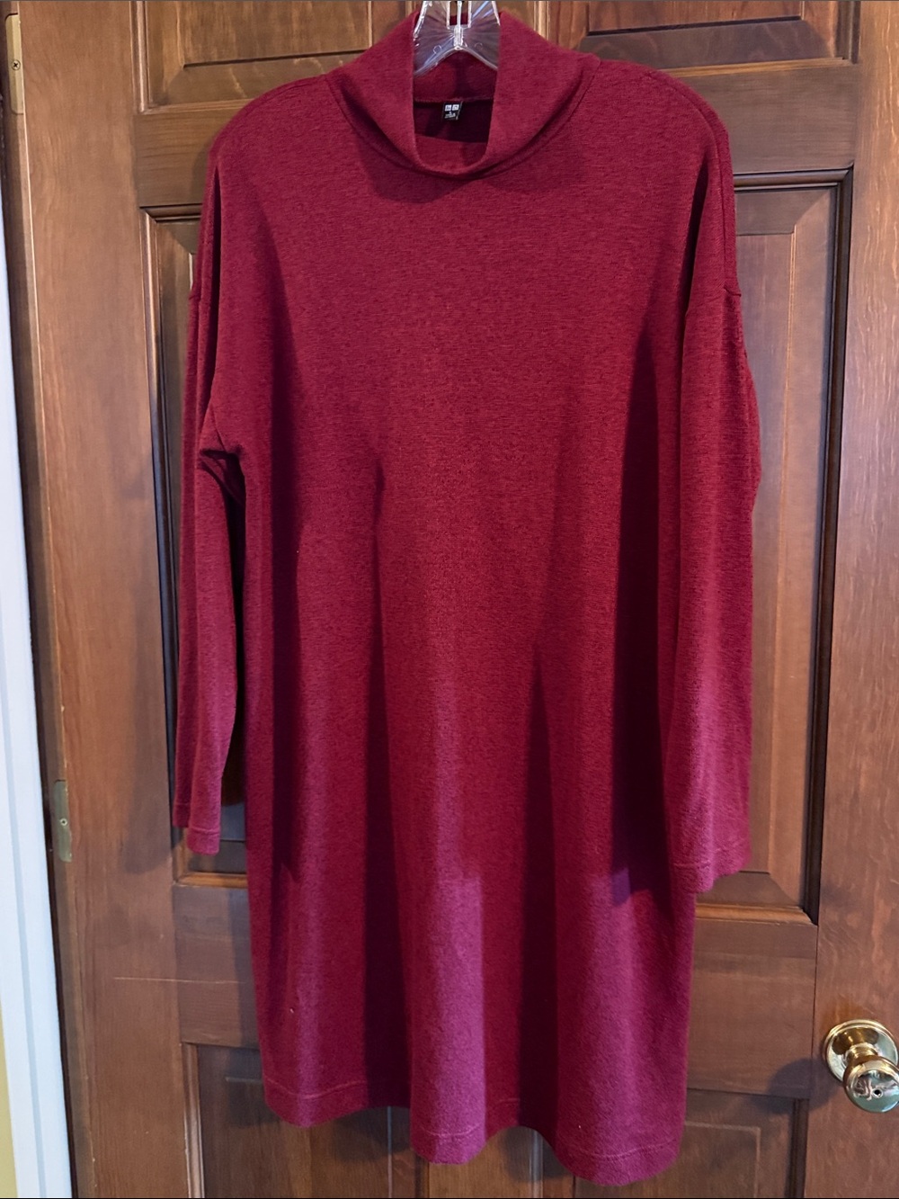 UNIQLO burgundy wine Heather read  knit long sleeve dress NWOT size L